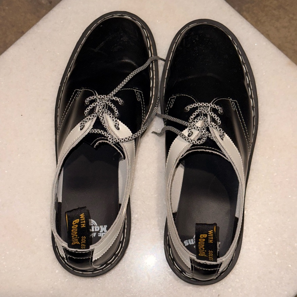 Dr. Martens Black and White Leather Oxfords
